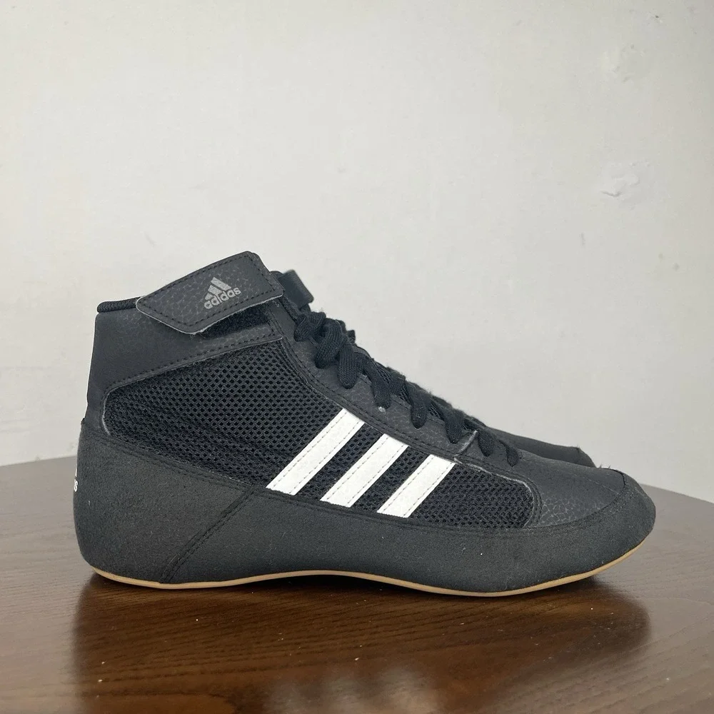 Adidas HVC 2 Shoes Men's 6 Black Wrestling Boxing Athletic Gum‎ Sole Sneakers